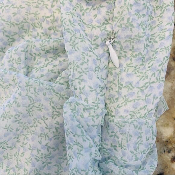 H&M Light Blue Green Floral Draped Dress Size XS - Picture 9 of 9